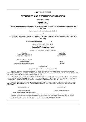 Vorschaubild Vital Energy 10-Q Quartalsbericht 2015 