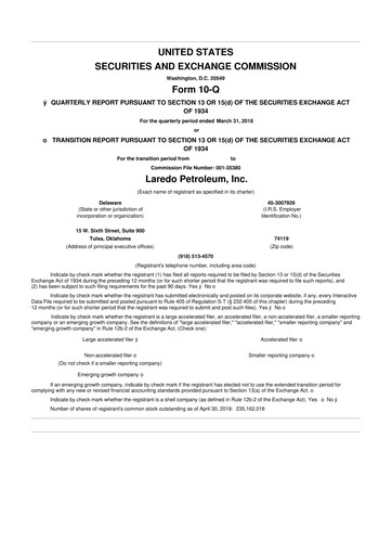 Vorschaubild Vital Energy 10-Q Quartalsbericht 2018 