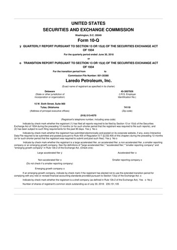 Vorschaubild Vital Energy 10-Q Quartalsbericht 2018 