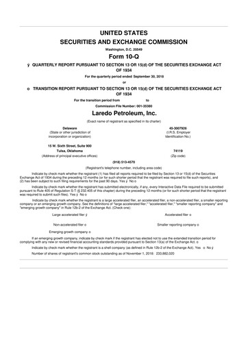 Vorschaubild Vital Energy 10-Q Quartalsbericht 2018 