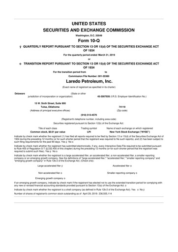 Vorschaubild Vital Energy 10-Q Quartalsbericht 2019 