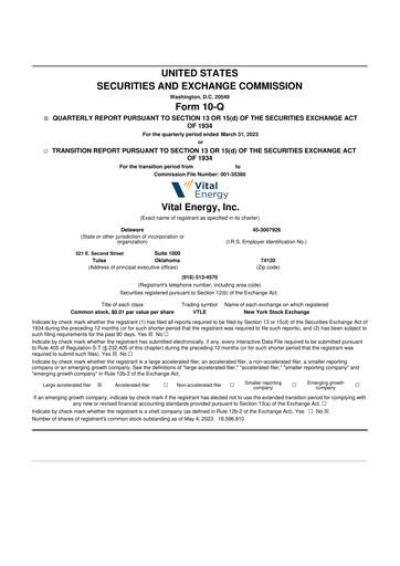 Vorschaubild Vital Energy 10-Q Quartalsbericht 2023 