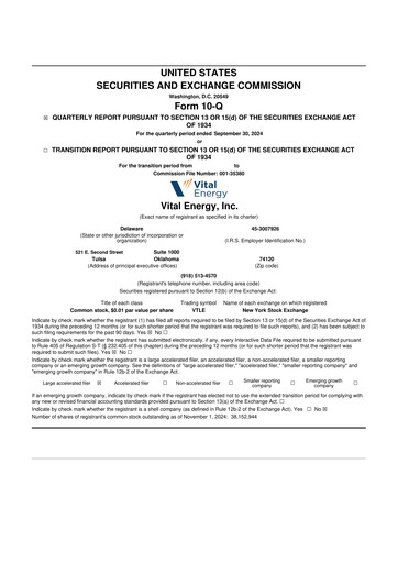 Vorschaubild Vital Energy 10-Q Quartalsbericht 2024 