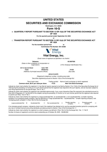 Vorschaubild Vital Energy 10-Q Quartalsbericht 2025 