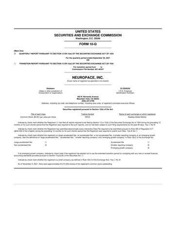 Miniature NeuroPace 10-Q Rapport trimestriel 2021 