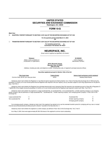 Miniature NeuroPace 10-Q Rapport trimestriel 2024 