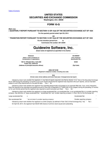 Vorschaubild Guidewire Software
 10-Q Quartalsbericht 2014 