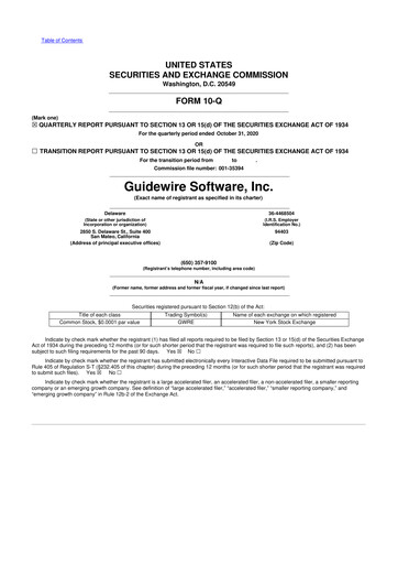Vorschaubild Guidewire Software
 10-Q Quartalsbericht 2021 
