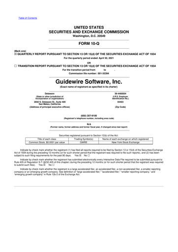 Vorschaubild Guidewire Software
 10-Q Quartalsbericht 2021 