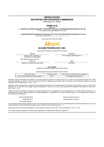 Miniature Alkami Technology 10-Q Rapport trimestriel 2025 