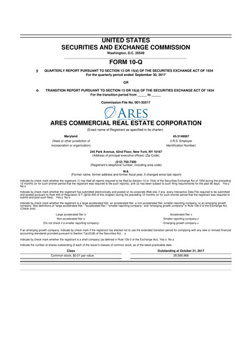 Thumbnail Ares Commercial Real Estate 10-Q Quarterly Report FY2017 