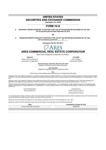 Thumbnail Ares Commercial Real Estate 10-Q Quarterly Report FY2018 