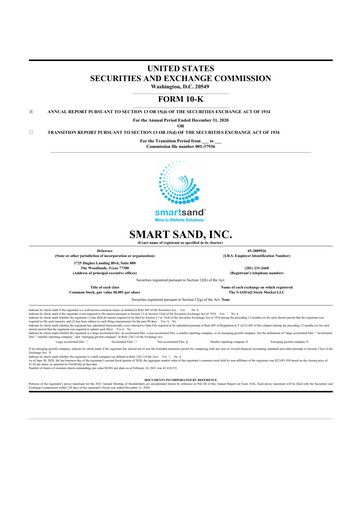 Thumbnail Smart Sand
 10-K Annual Report 2020