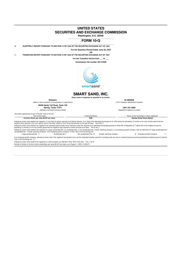 Miniature Smart Sand
 10-Q Rapport trimestriel 2023 