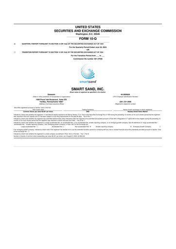 Miniature Smart Sand
 10-Q Rapport trimestriel 2024 