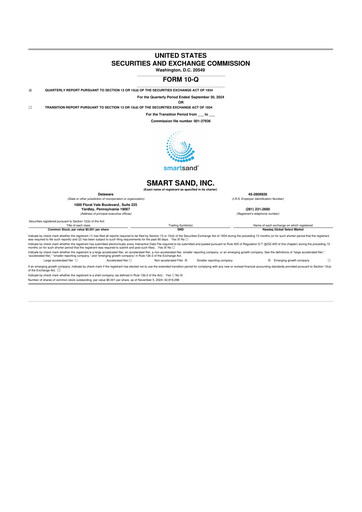 Miniature Smart Sand
 10-Q Rapport trimestriel 2024 