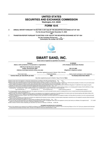 Miniature Smart Sand
 10-K Rapport annuel 2025