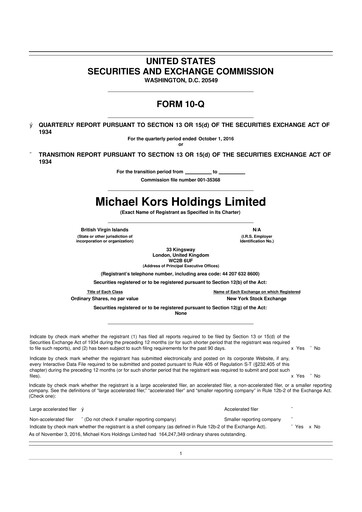 Thumbnail Capri Holdings 10-Q Quarterly Report FY2017 