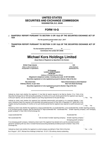 Thumbnail Capri Holdings 10-Q Quarterly Report FY2018 