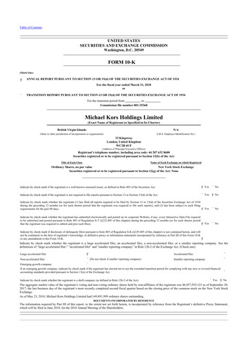 Thumbnail Capri Holdings 10-K Annual Report 2018