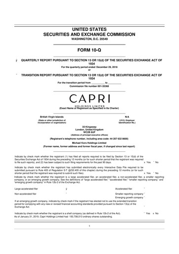 Thumbnail Capri Holdings 10-Q Quarterly Report FY2019 