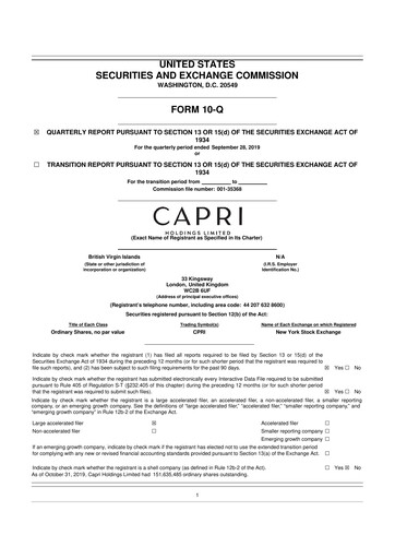 Thumbnail Capri Holdings 10-Q Quarterly Report FY2020 