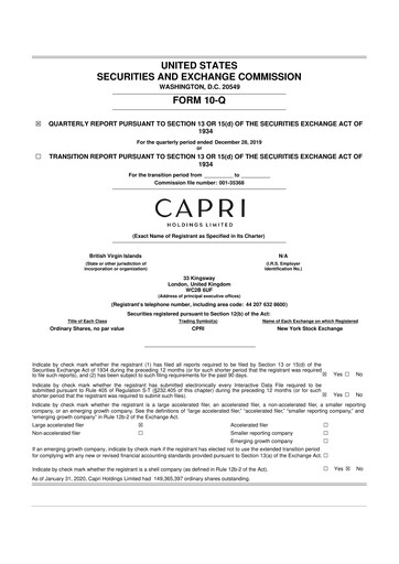Thumbnail Capri Holdings 10-Q Quarterly Report FY2020 