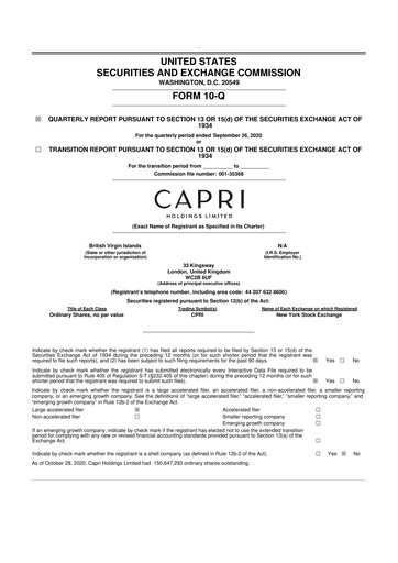 Thumbnail Capri Holdings 10-Q Quarterly Report FY2021 