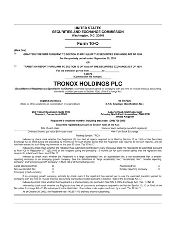 Thumbnail Tronox 10-Q Quarterly Report FY2020 