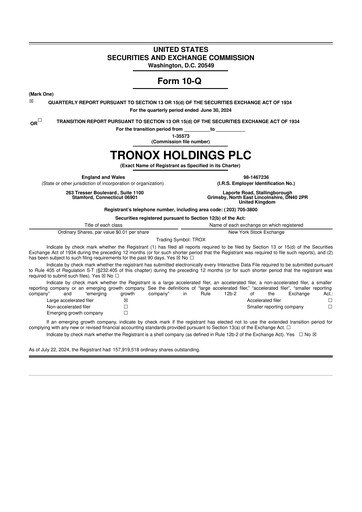 Thumbnail Tronox 10-Q Quarterly Report FY2024 