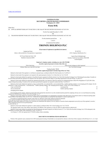 Miniature Tronox 10-K Rapport annuel 2024