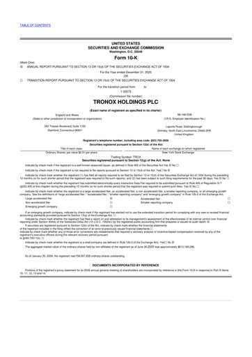 Thumbnail Tronox 10-K Annual Report 2025