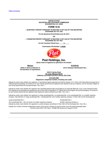 Thumbnail Post Holdings
 10-Q Quarterly Report FY2013 