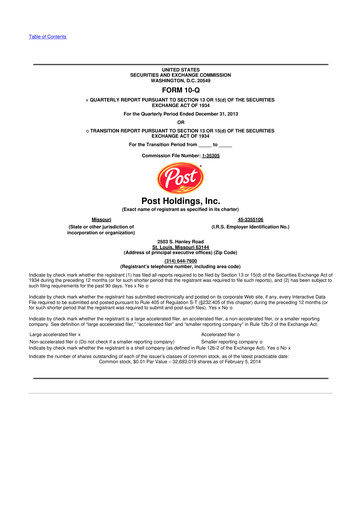 Thumbnail Post Holdings
 10-Q Quarterly Report FY2014 