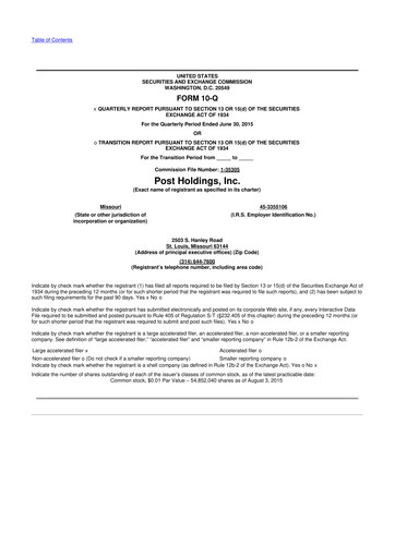 Thumbnail Post Holdings
 10-Q Quarterly Report FY2015 