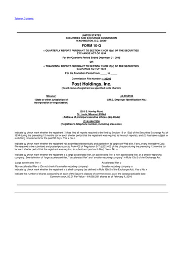 Thumbnail Post Holdings
 10-Q Quarterly Report FY2016 