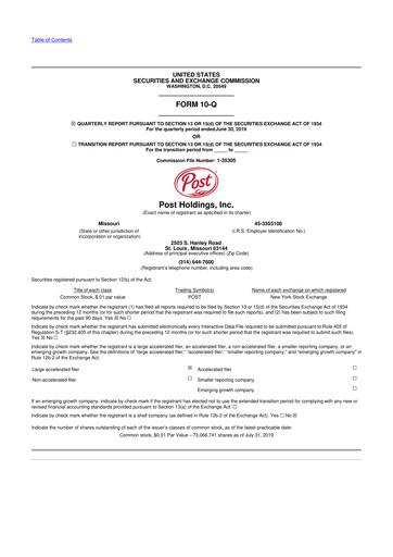 Thumbnail Post Holdings
 10-Q Quarterly Report FY2019 