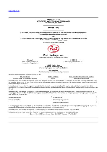 Thumbnail Post Holdings
 10-Q Quarterly Report FY2024 