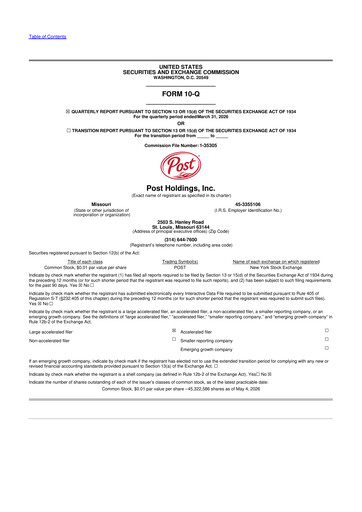 Thumbnail Post Holdings
 10-Q Quarterly Report FY2026 