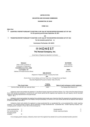 Thumbnail The Honest Company 10-Q Quarterly Report FY2021 