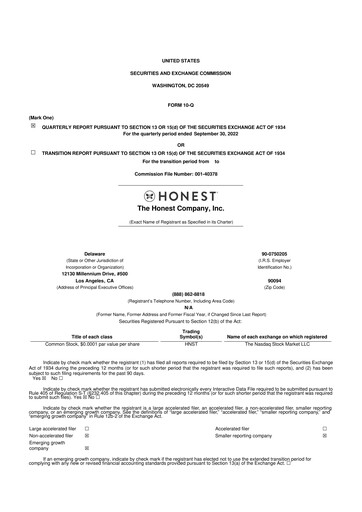 Thumbnail The Honest Company 10-Q Quarterly Report FY2022 