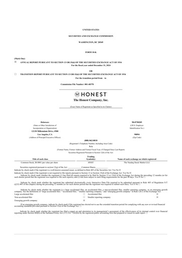Thumbnail The Honest Company 10-K Annual Report 2024