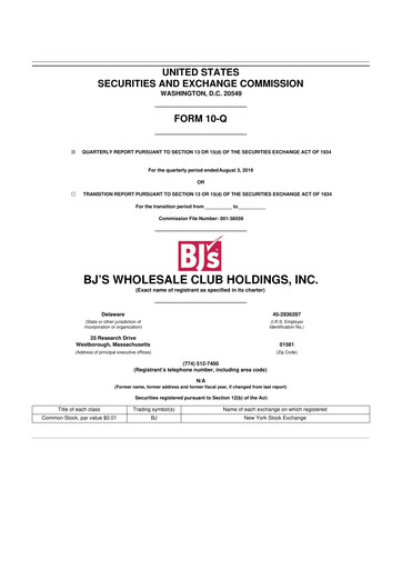 Thumbnail BJ's Wholesale Club 10-Q Quarterly Report FY2019 