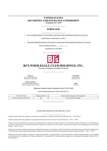 Thumbnail BJ's Wholesale Club 10-K Annual Report 2019