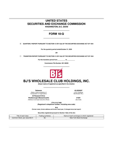 Thumbnail BJ's Wholesale Club 10-Q Quarterly Report FY2020 