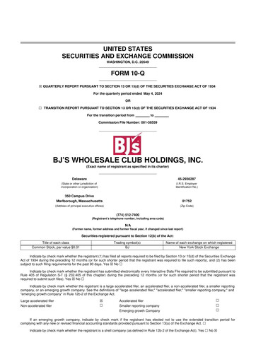 Thumbnail BJ's Wholesale Club 10-Q Quarterly Report FY2024 