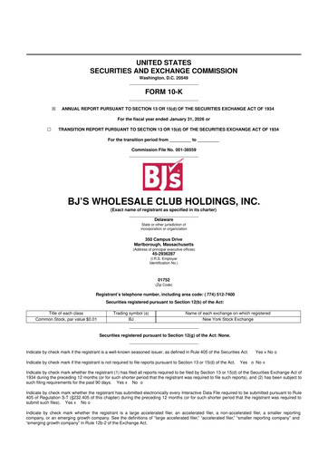 Miniature BJ's Wholesale Club 10-K Rapport annuel 2025