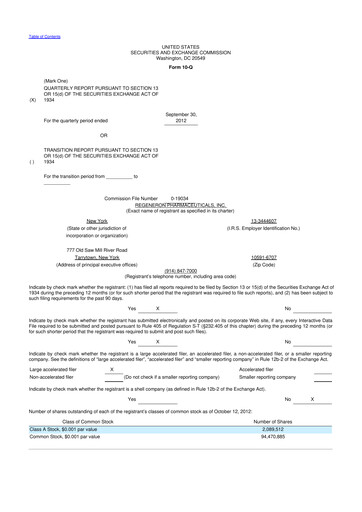 Thumbnail Regeneron Pharmaceuticals 10-Q Quarterly Report FY2012 