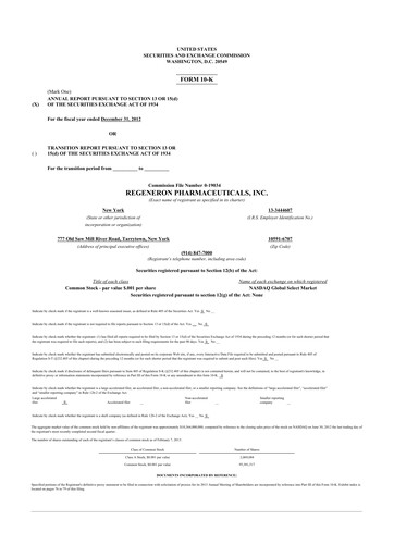 Thumbnail Regeneron Pharmaceuticals 10-K Annual Report 2012