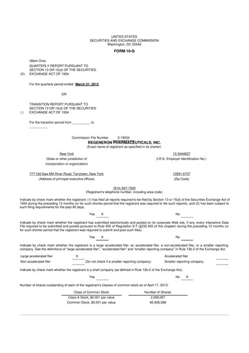 Thumbnail Regeneron Pharmaceuticals 10-Q Quarterly Report FY2013 